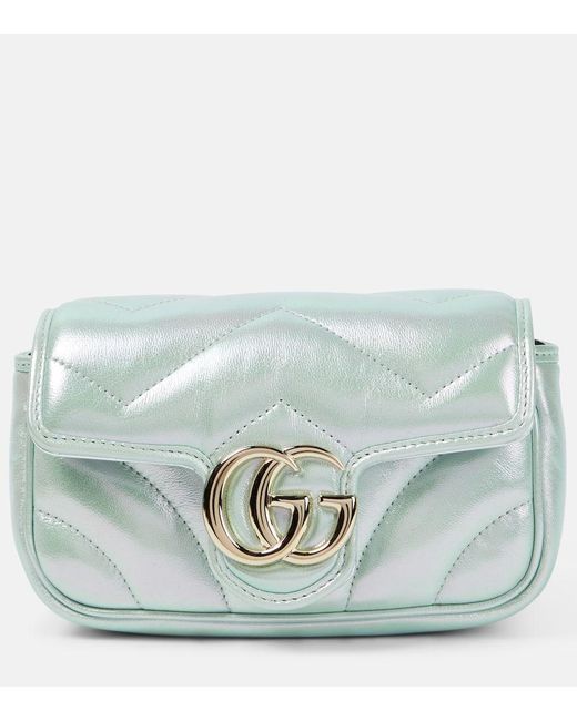Gucci Blue GG Marmont Super Mini Crossbody Bag