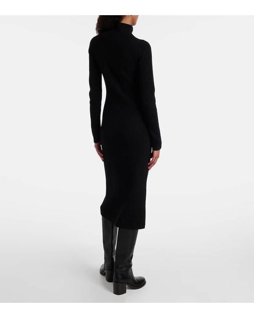 Max Mara Black Zelanda Wool And Cashmere Midi Dress