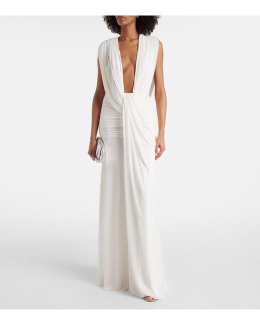Christopher Esber White Ripple Draped Gown