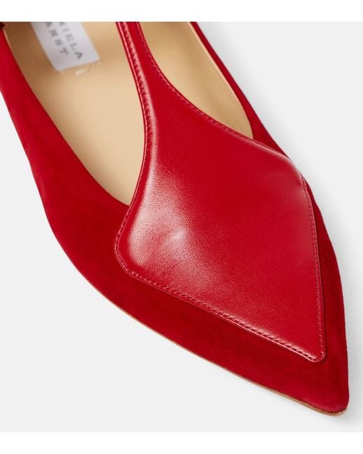 Gabriela Hearst Red Liv Leather And Suede Mary Jane Flats