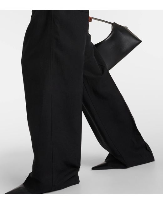Totême  Black Lyocell And Linen Wide-leg Pants