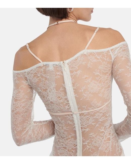 Nensi Dojaka White Bridal Cutout Lace Gown