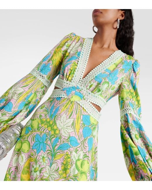 Robe longue Lina imprimee Diane von Furstenberg en coloris Green