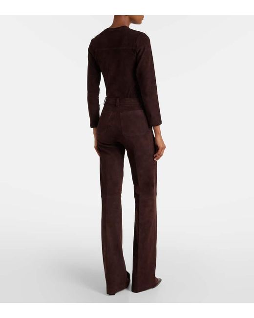 Stouls Purple Lizzy High-Rise Suede Wide-Leg Pants