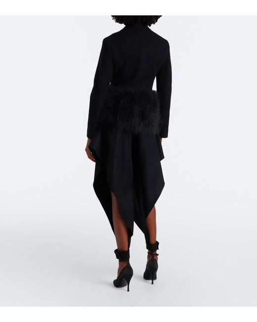 Alaïa Black Draped Wool-Blend Pants