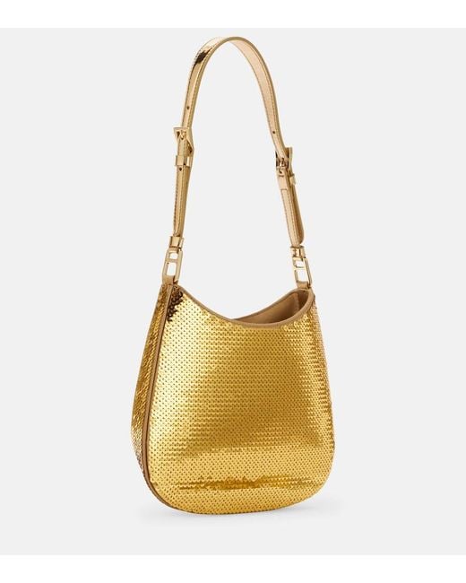 Prada Metallic Cleo Medium Sequined Shoulder Bag