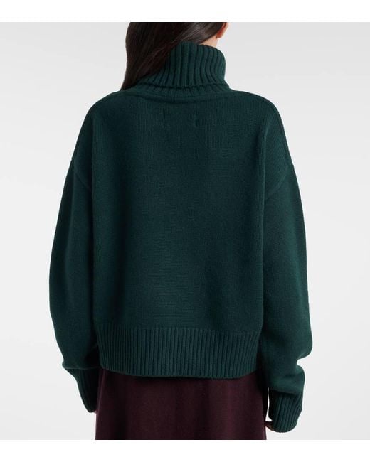 Extreme Cashmere Green Rollkragenpullover Crop Xtra Aus Kaschmir