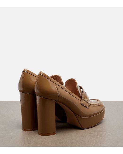 Gianvito Rossi Brown Jenna Leather Loafer Pumps