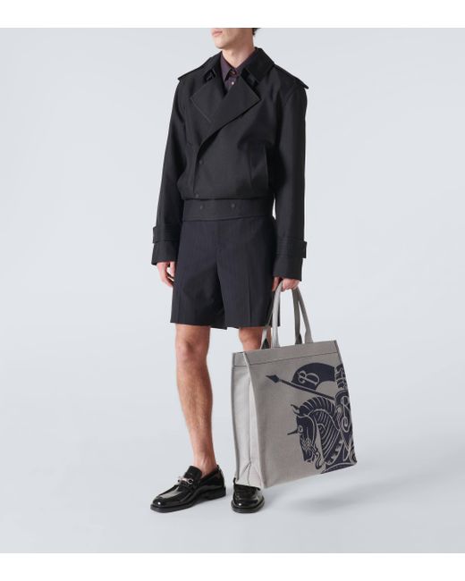 Trench-coat raccourci en soie melangee Burberry pour homme en coloris Black
