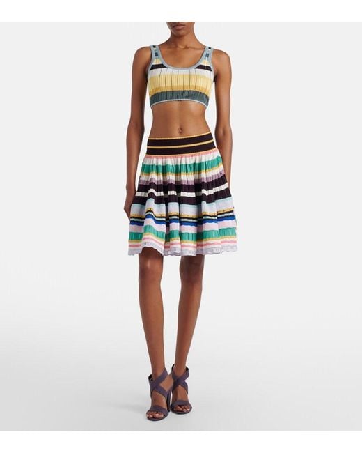 Alaïa Blue Striped Cropped Tank Top