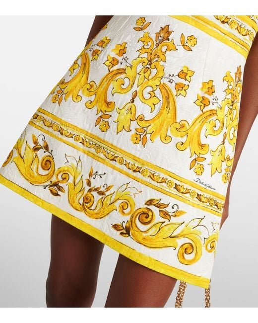 Dolce & Gabbana Yellow Majolica Cotton-Blend Brocade Minidress