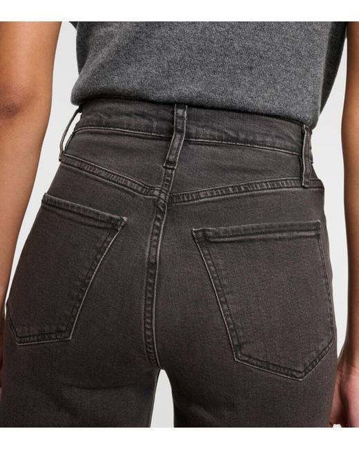 FRAME Gray Le Jane Wide High-Rise Wide-Leg Jeans