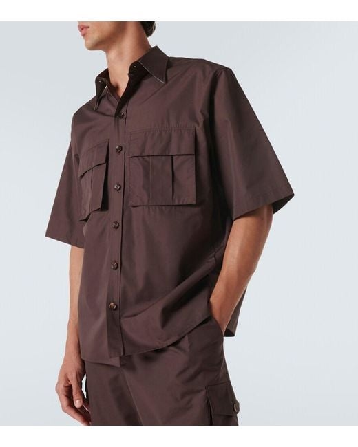 Dolce & Gabbana Brown Cotton And Silk Poplin Shirt for men