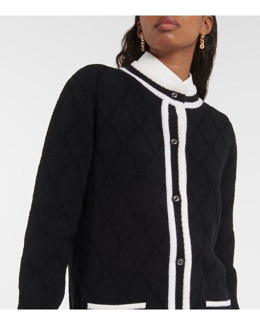 Cardigan in pique di lana di Gucci in Black