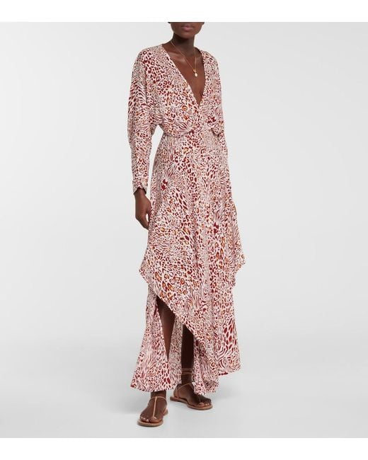 Poupette Purple Ilona Printed V-neck Dress