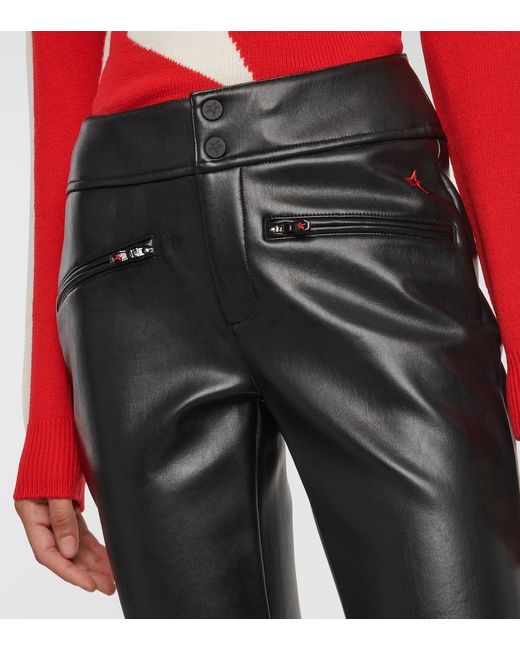 Perfect Moment Black Mid-rise Faux Leather Flared Pants
