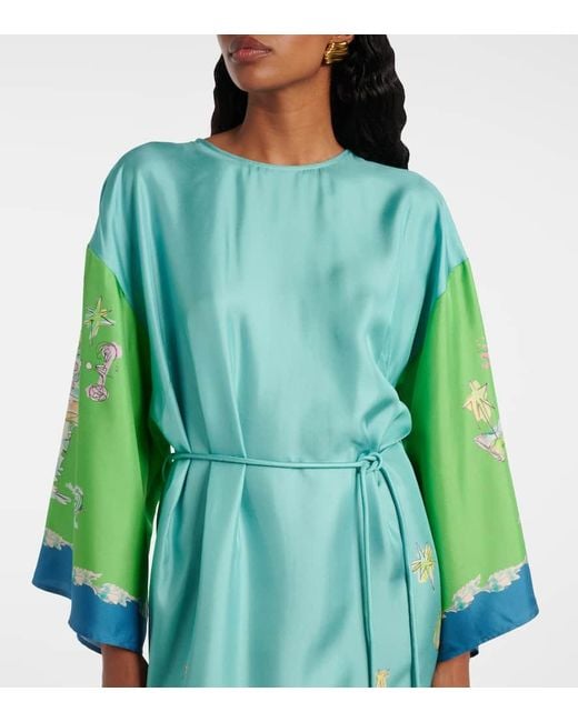 ALÉMAIS Green Bedrucktes Maxikleid Daria Aus Seide