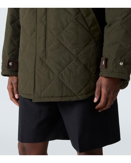 Comme des Garçons Green Corduroy-Trimmed Quilted Hooded Jacket for men