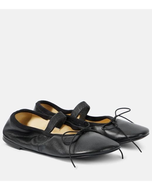 Proenza Schouler Black Glove Leather Mary Jane Flats