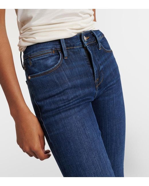 Jean Le High Flare A Taille Haute FRAME en coloris Blue