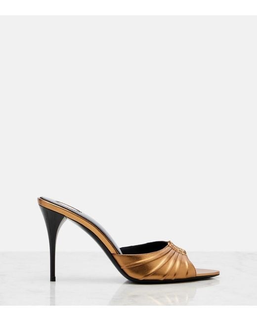 Saint Laurent Babylone Metallic Leather Mules
