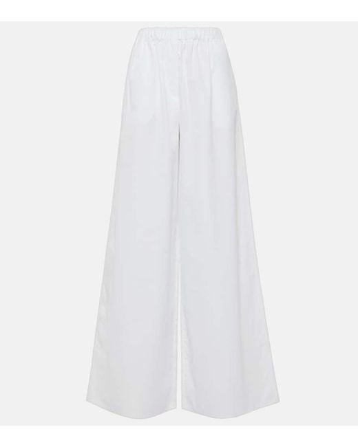 Max Mara Navigli High-Rise Cotton Wide-Leg Pants in White | Lyst