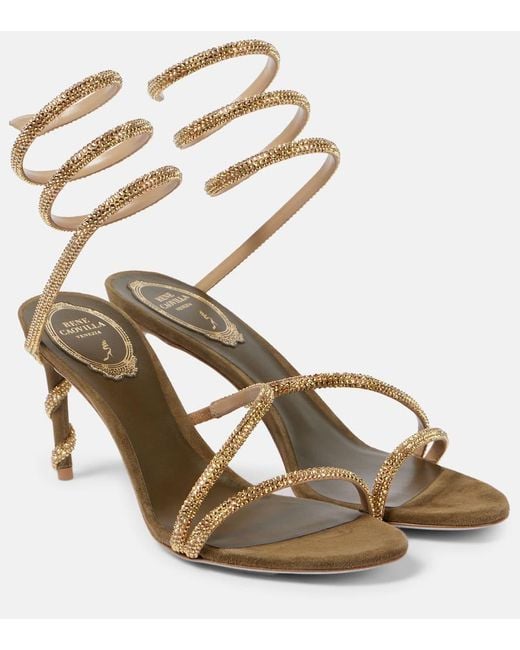 Rene Caovilla Metallic Margot Embellished Suede Sandals