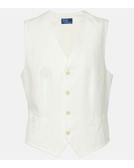 Gilet in lino di Polo Ralph Lauren in White