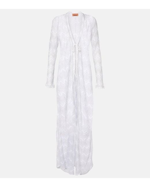 Missoni White Zigzag Lame Cardigan