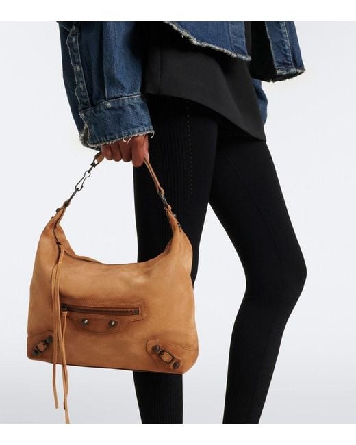 Balenciaga Brown Le City Small Suede Shoulder Bag