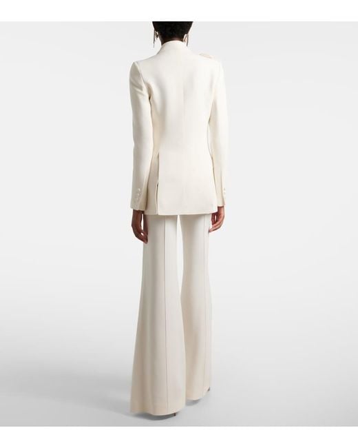 Elie Saab White High-Rise Cady Wide-Leg Pants