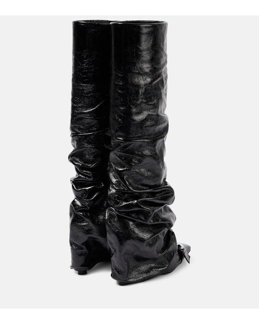 The Attico Black Juno 95 Leather Knee-High Boots