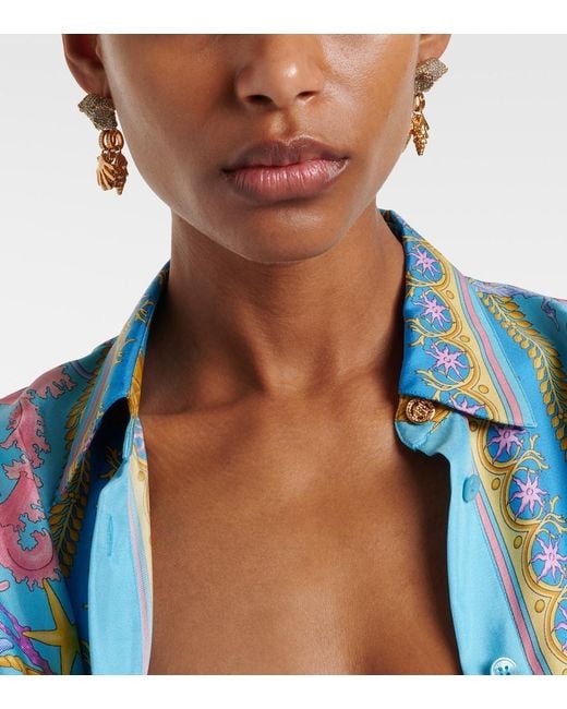Versace Metallic La Medusa Embellished Drop Earrings