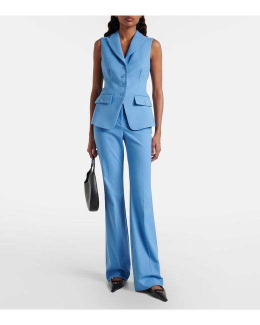 Veronica Beard Blue Melvin Twill Flared Pants