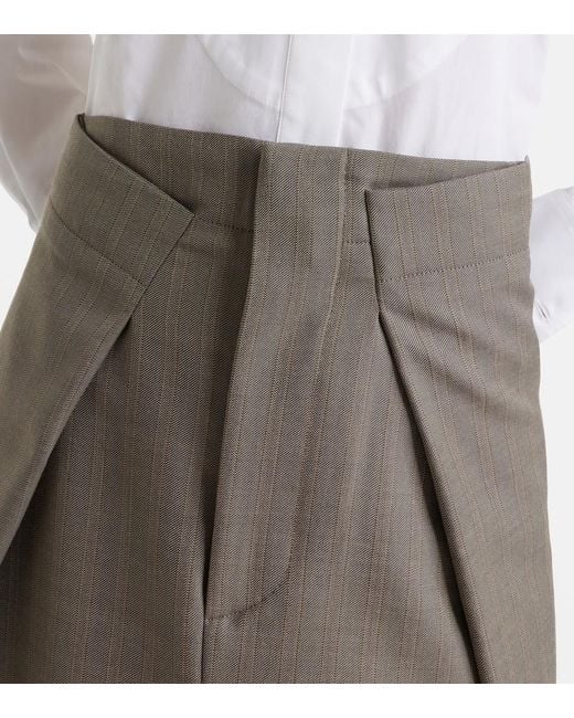 Victoria Beckham Gray Asymmetric Virgin Wool Midi Skirt