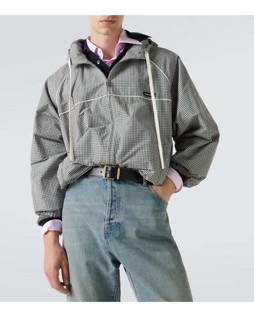 Miu Miu Gray Checked Technical Jacket for men