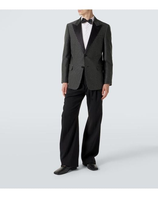 Valentino Black Polka-Dot Jacquard Tuxedo Jacket for men