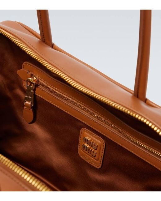 Miu Miu Brown Beau Large Leather Tote Bag for men