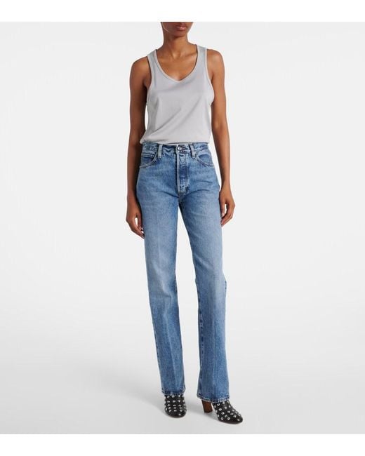 FRAME Blue The Vertical Straight Jeans