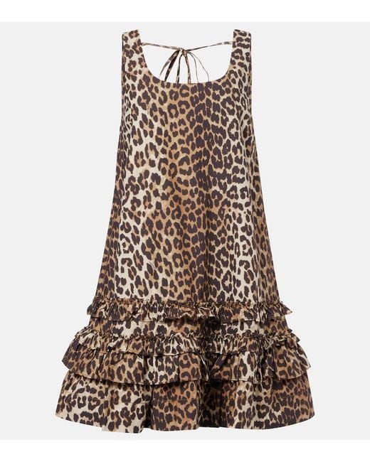 Ganni White Dress With Animal Print