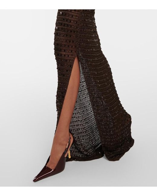 AYA MUSE White Enodia Sequined Halterneck Maxi Dress