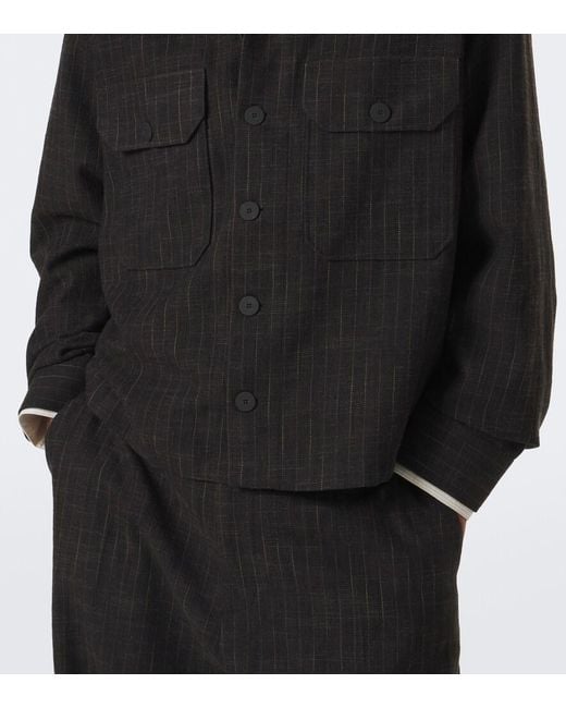 Studio Nicholson Black Kelver Striped Cotton And Wool-Blend Jacket for men