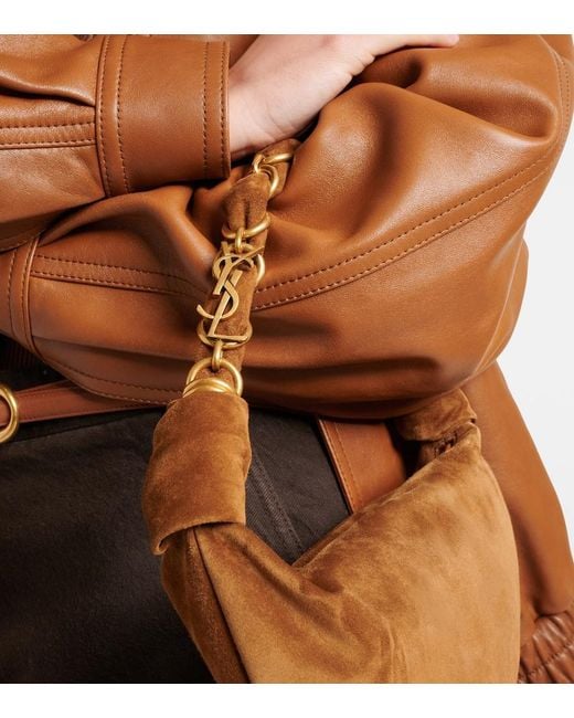 Saint Laurent Brown Amalia Mini Suede Shoulder Bag