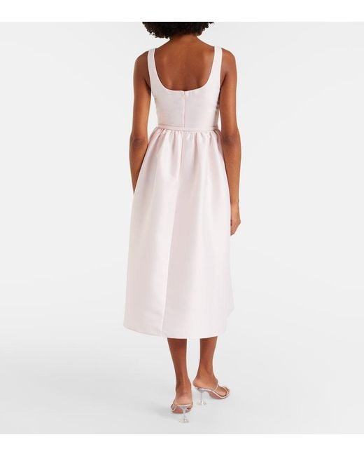 Self-Portrait Pink Belted Taffeta Midi Dress