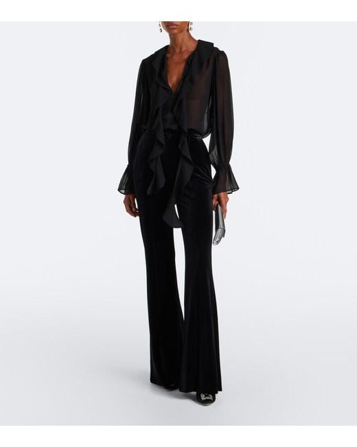 Elie Saab Black Velvet Flared Pants