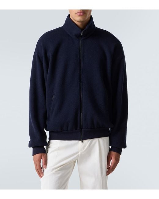 The Row Blue Cashmere And Cotton Bomber Jacket for men