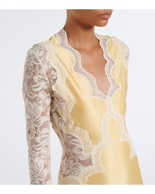 Rabanne White Lace And Satin Maxi Dress