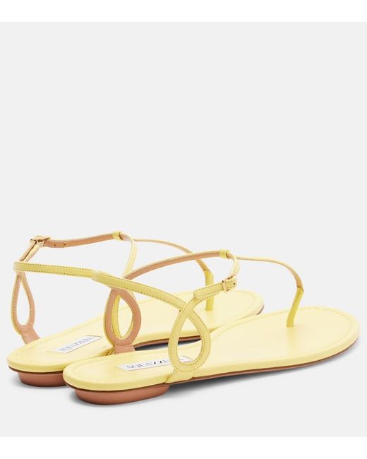 Aquazzura Metallic Almost Bare Leather Thong Sandals