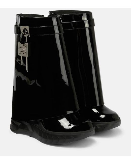 Givenchy Black Shark Lock Leather Ankle Boots