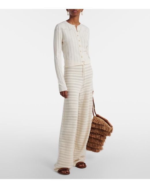 Faithfull The Brand White Esme Pointelle Cotton-Blend Cardigan